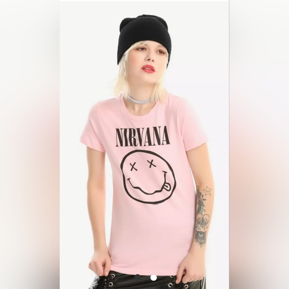 NWOT NIRVANA Sz Medium Smile Licensed Band Tee Pink Tie Dye T-Shirt 100% Cotton - Picture 4 of 7